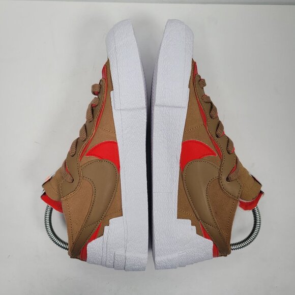 Nike Blazer Low / Sacai Men's Brown & Red Sneakers DD1877-200 US Size 9 NWB - Picture 8 of 10